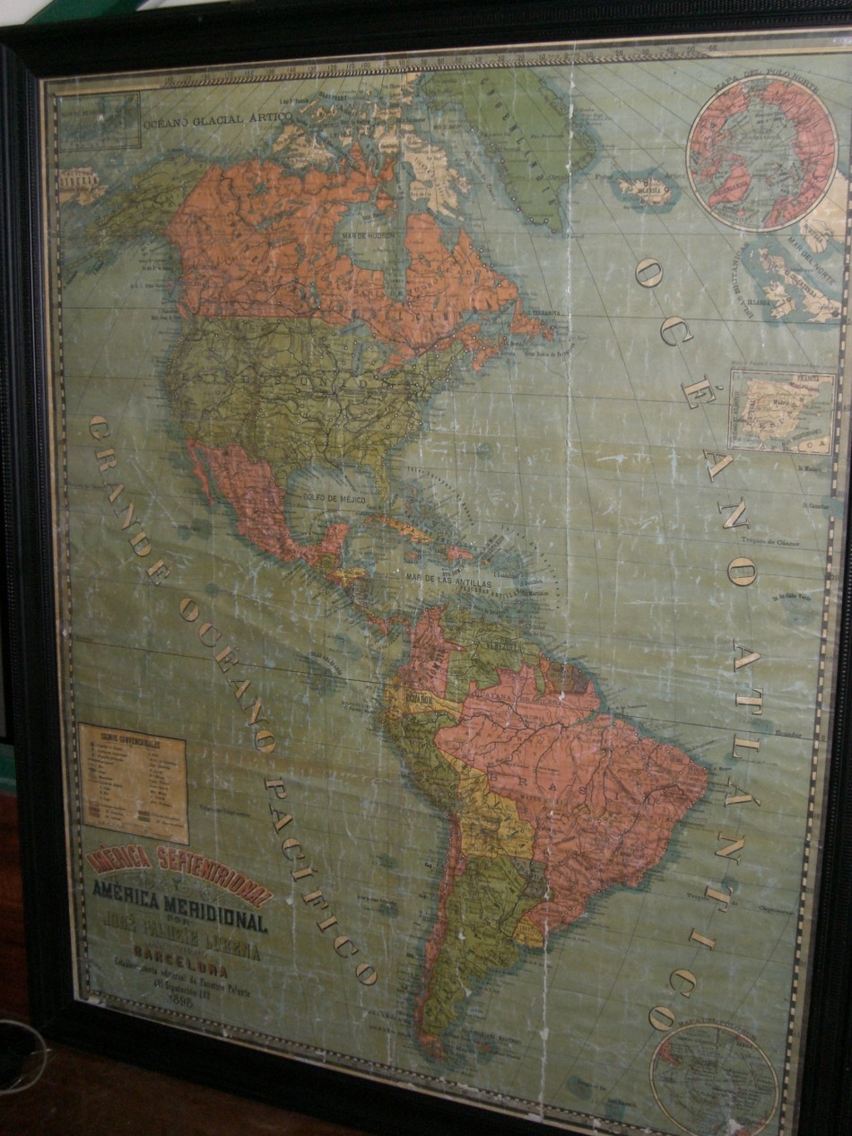 MAPA AMERICA 1898 -180X140 CM  enmarcado